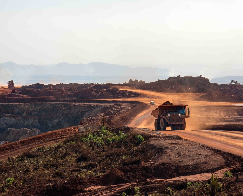Dump truck in pit mine