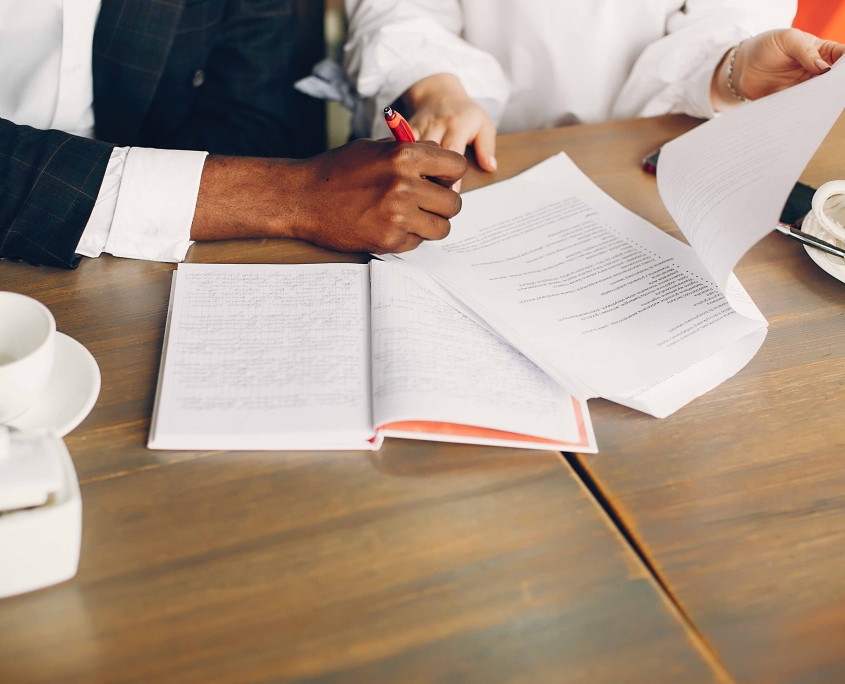 Business partners sitting in a cafe